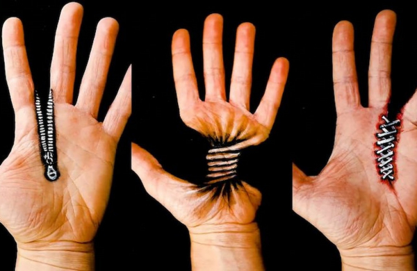 La artista del 'body painting' que convierte su mano izquierda en alucinantes ilusiones ópticas