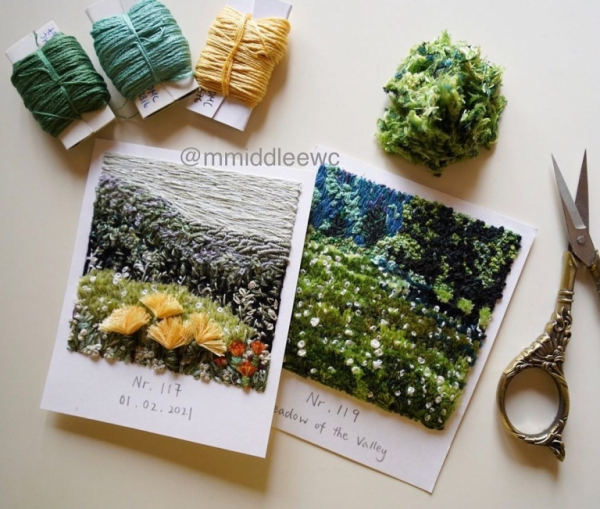 La artista textil Artemis borda sus recuerdos y paisajes en Polaroids